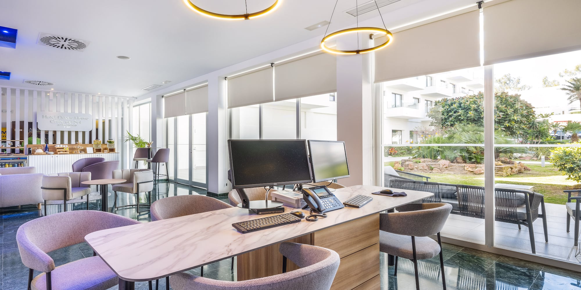 a room with a table and chairs