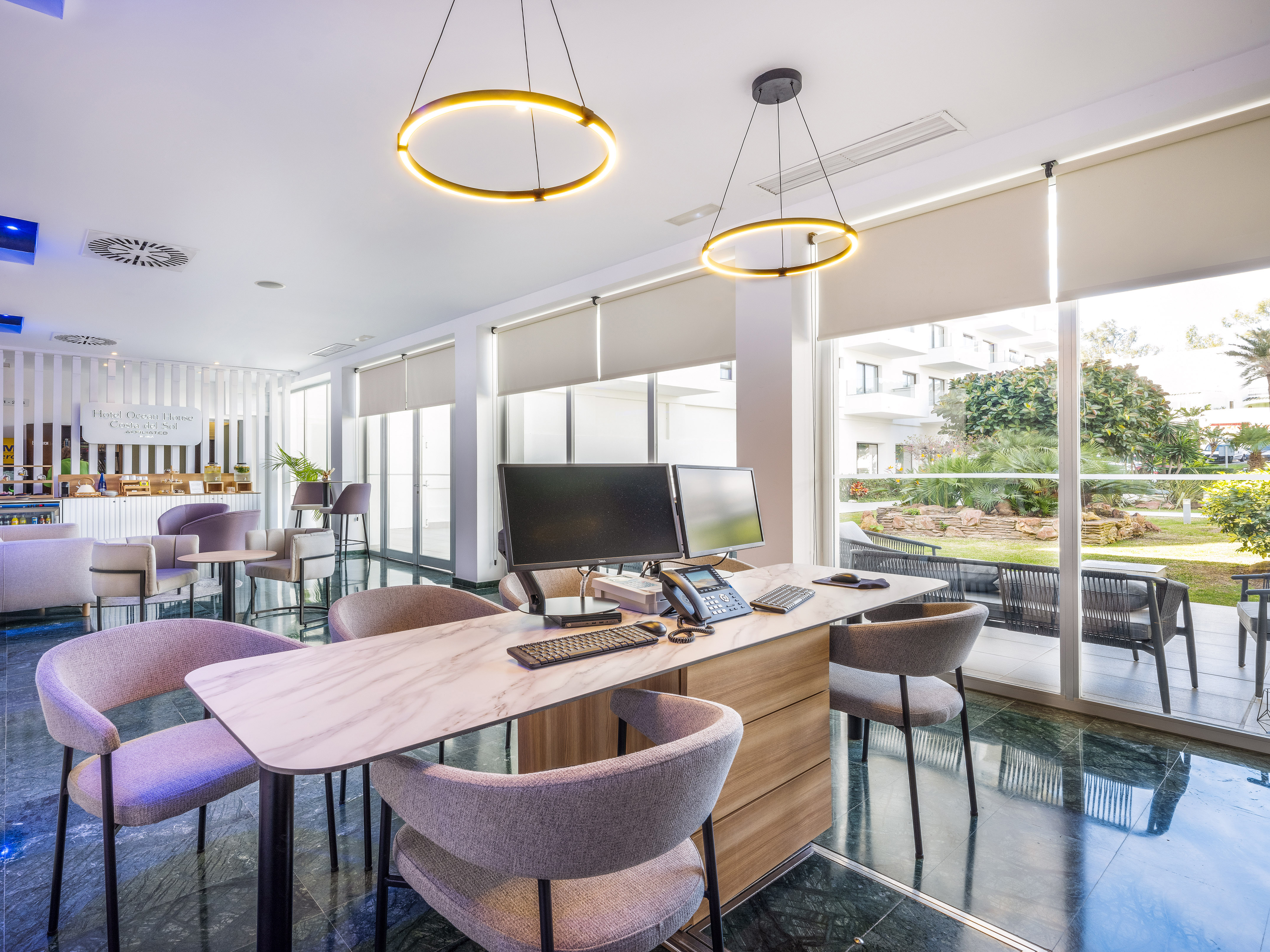 a room with a table and chairs