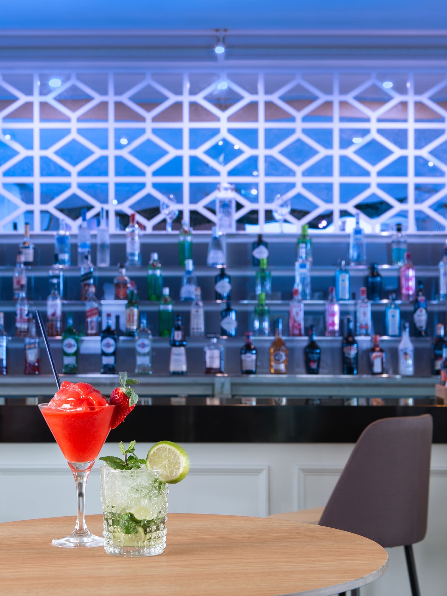 a table with drinks on it