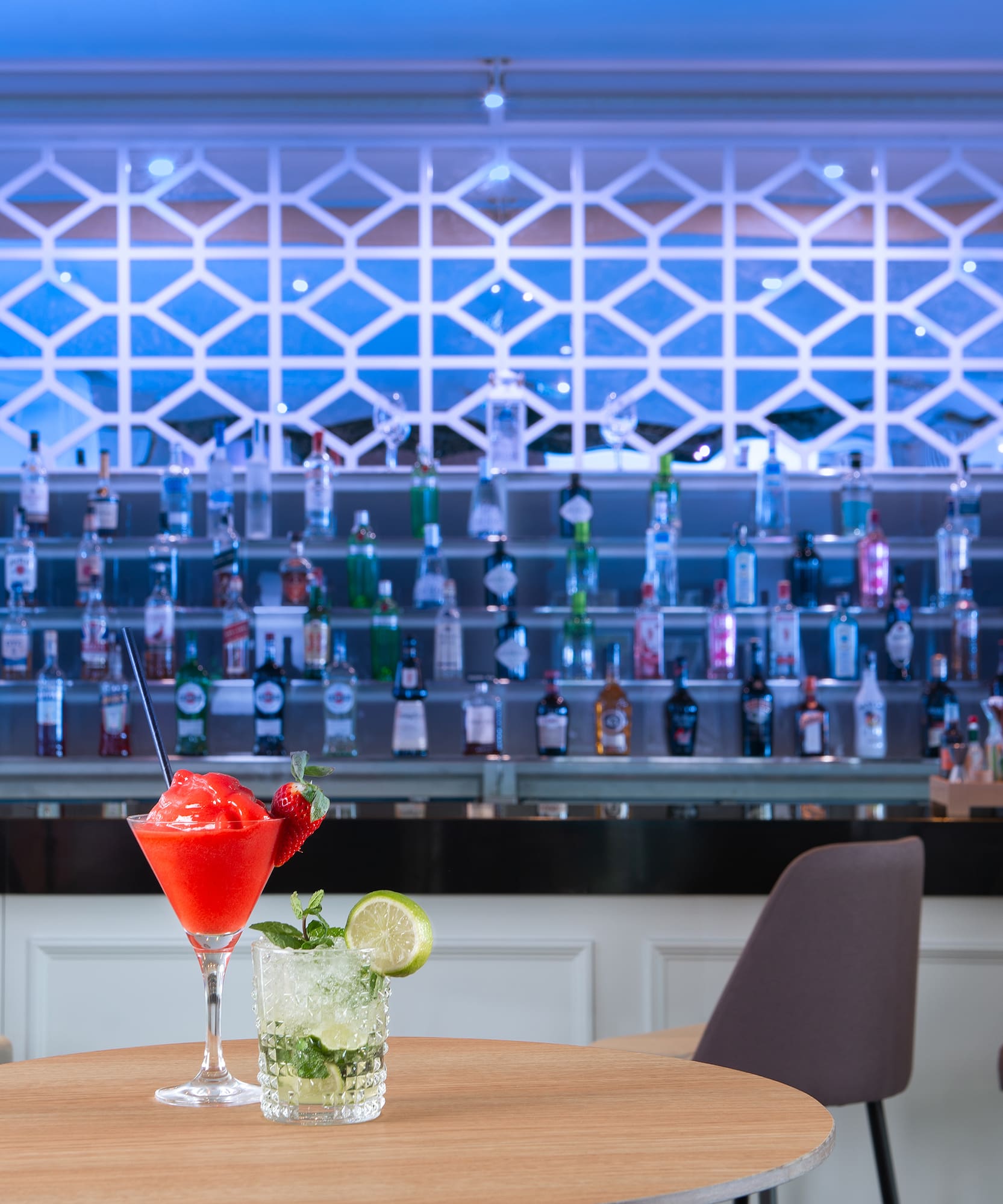 a table with drinks on it