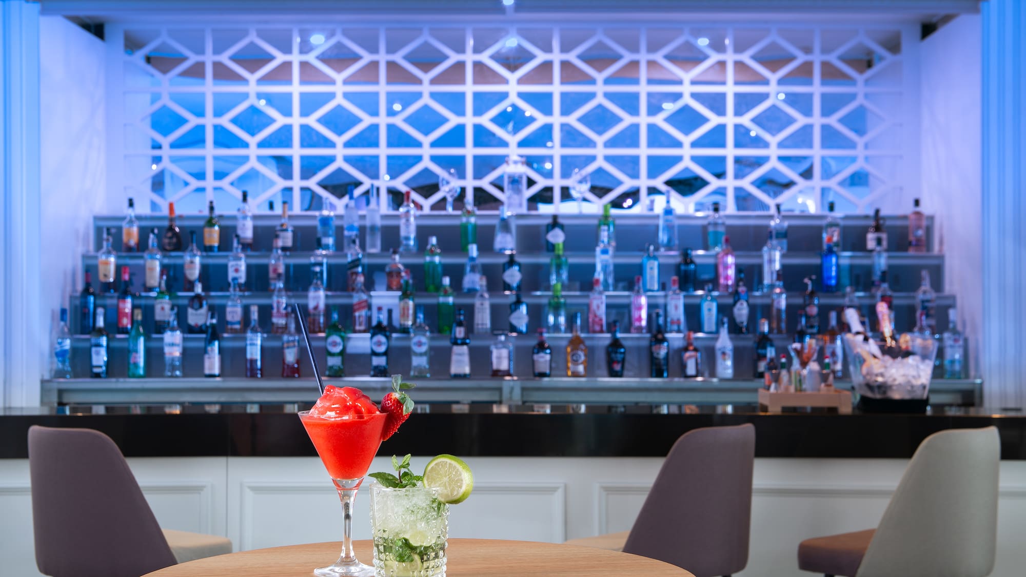 a table with drinks on it