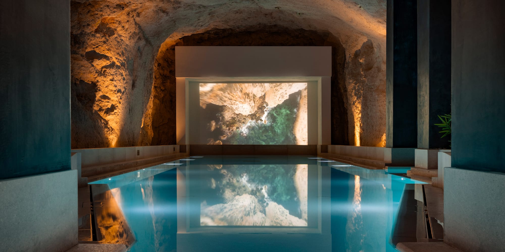 a pool in a cave