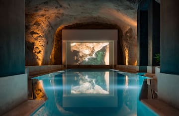 a pool in a cave