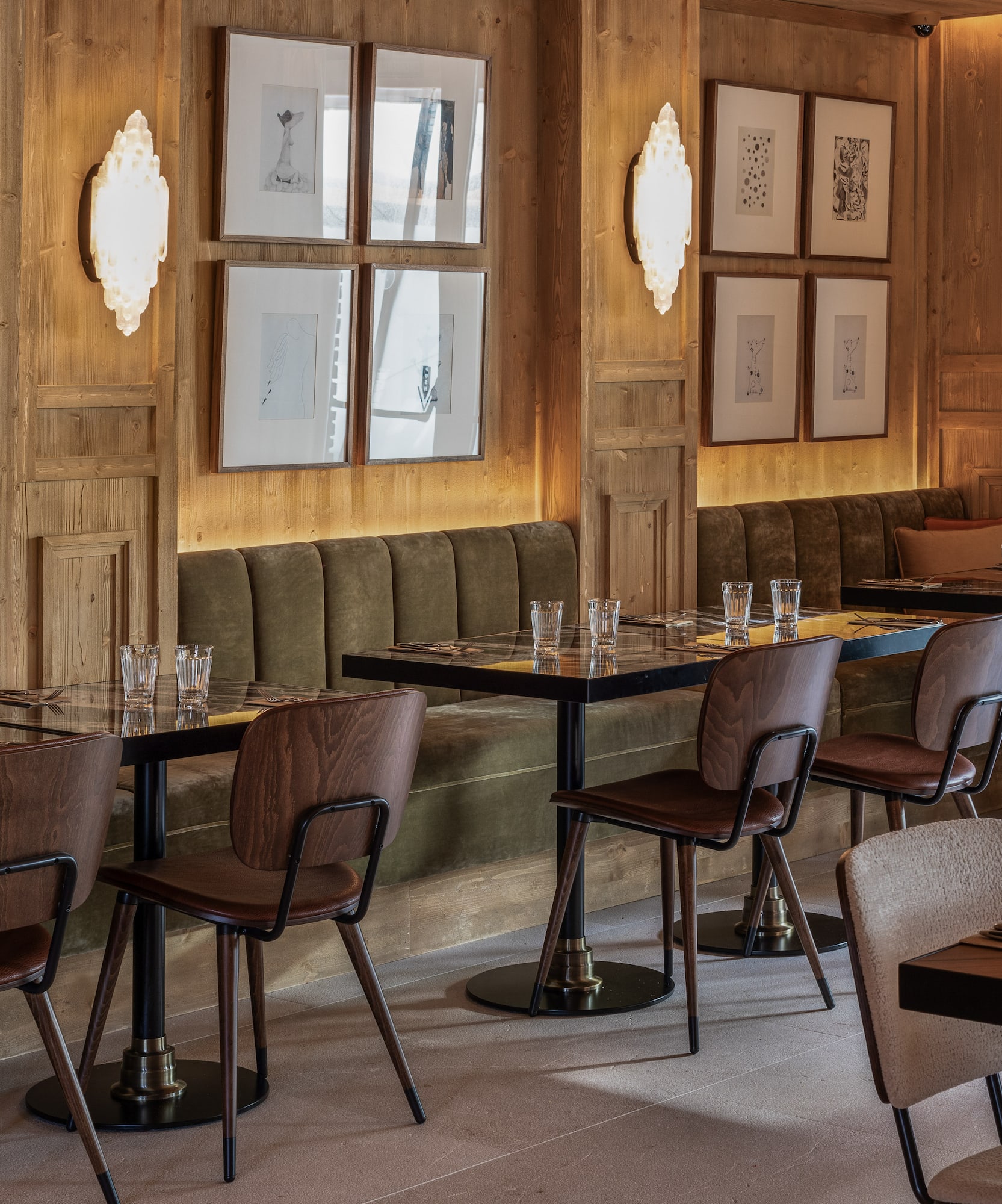 a room with tables and chairs