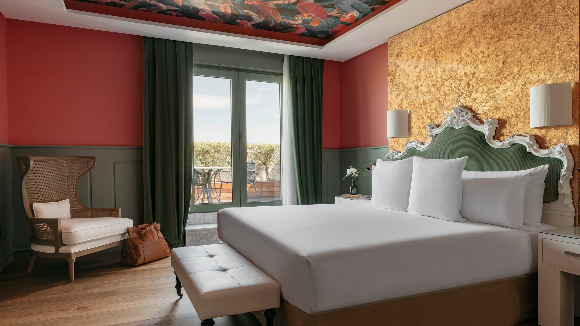 a room with a bed and a chair