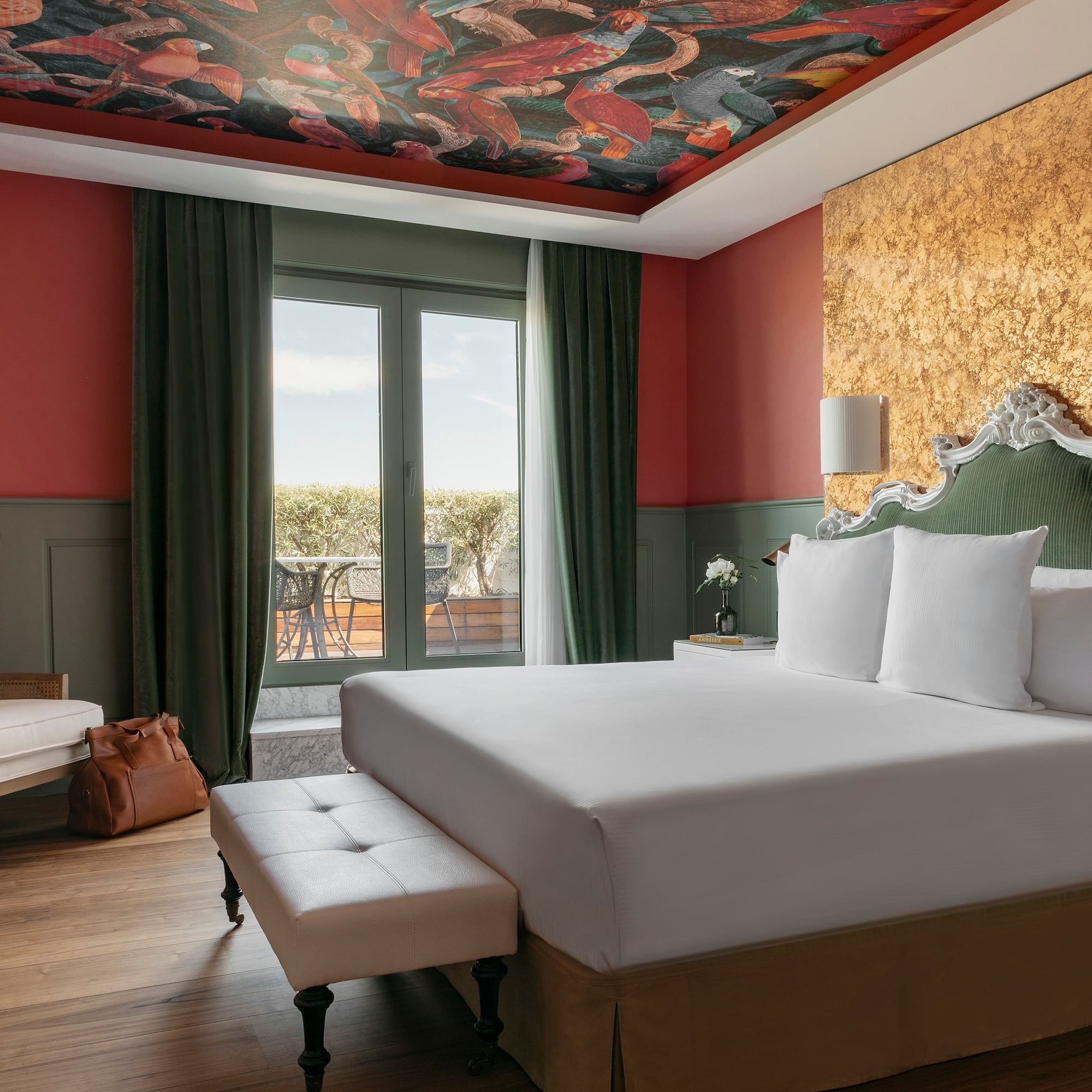 a room with a bed and a chair