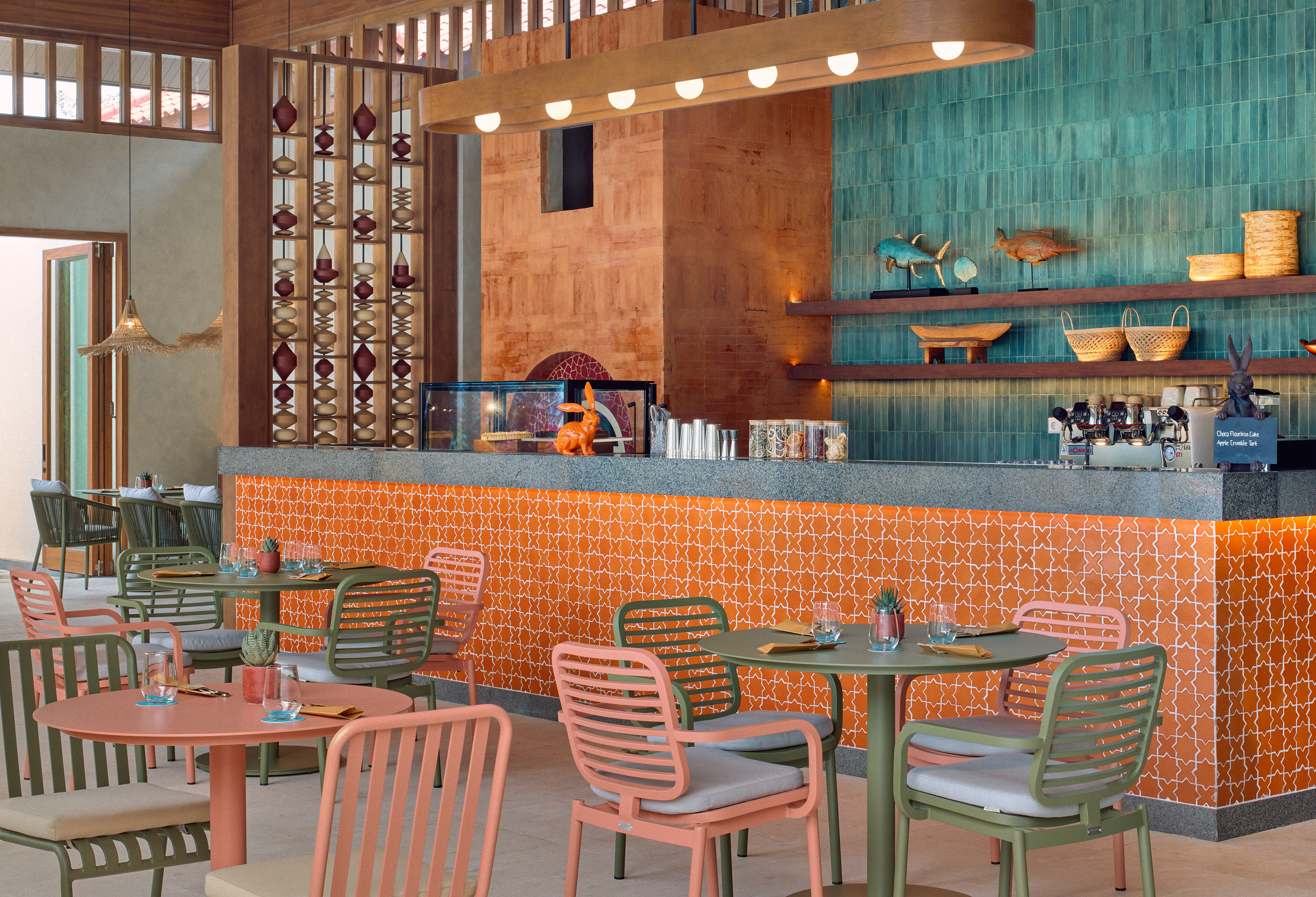 a restaurant with tables and chairs