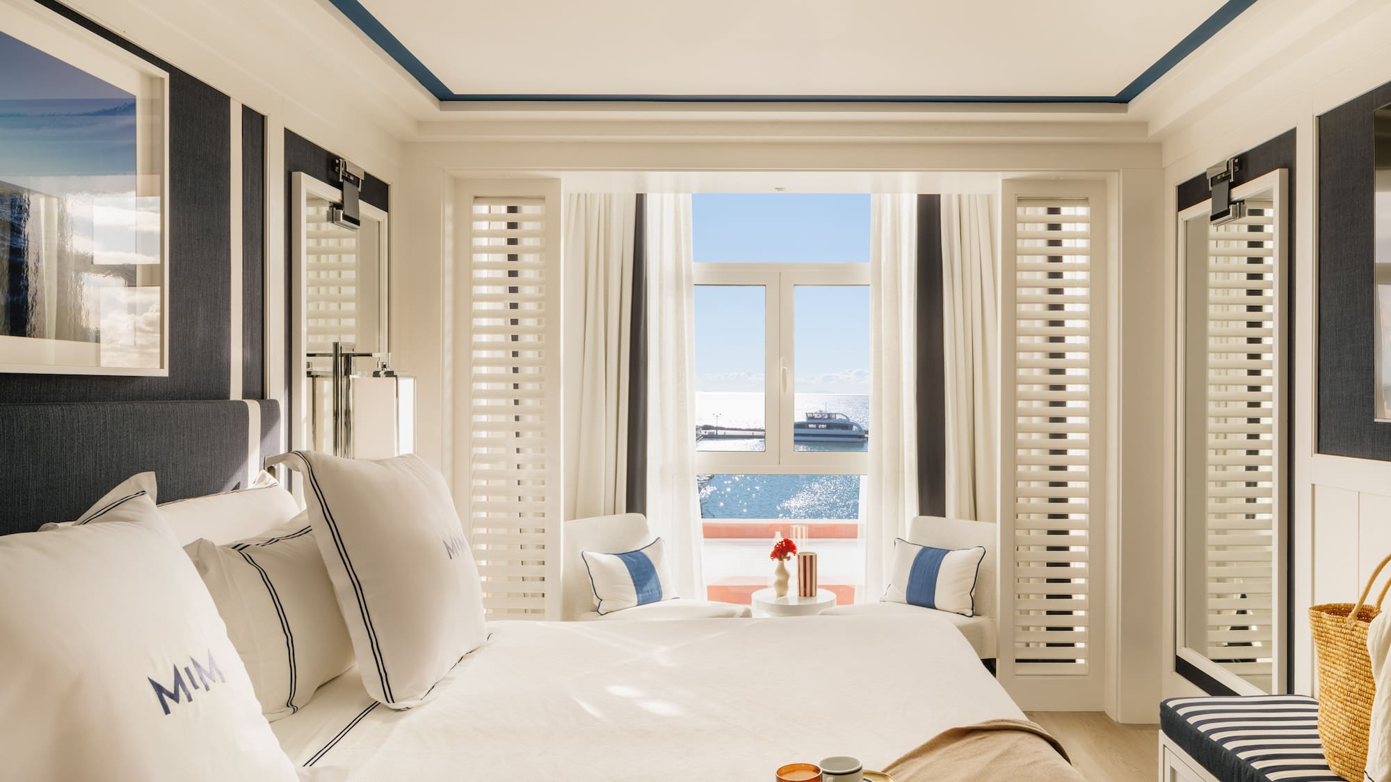 a room with a bed and a window