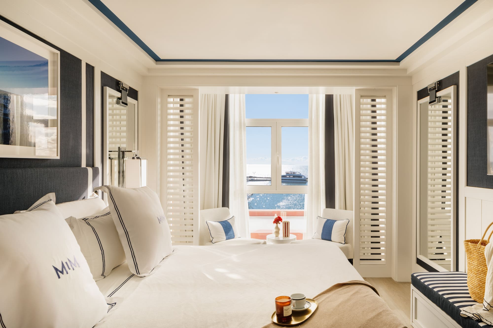 a room with a bed and a window