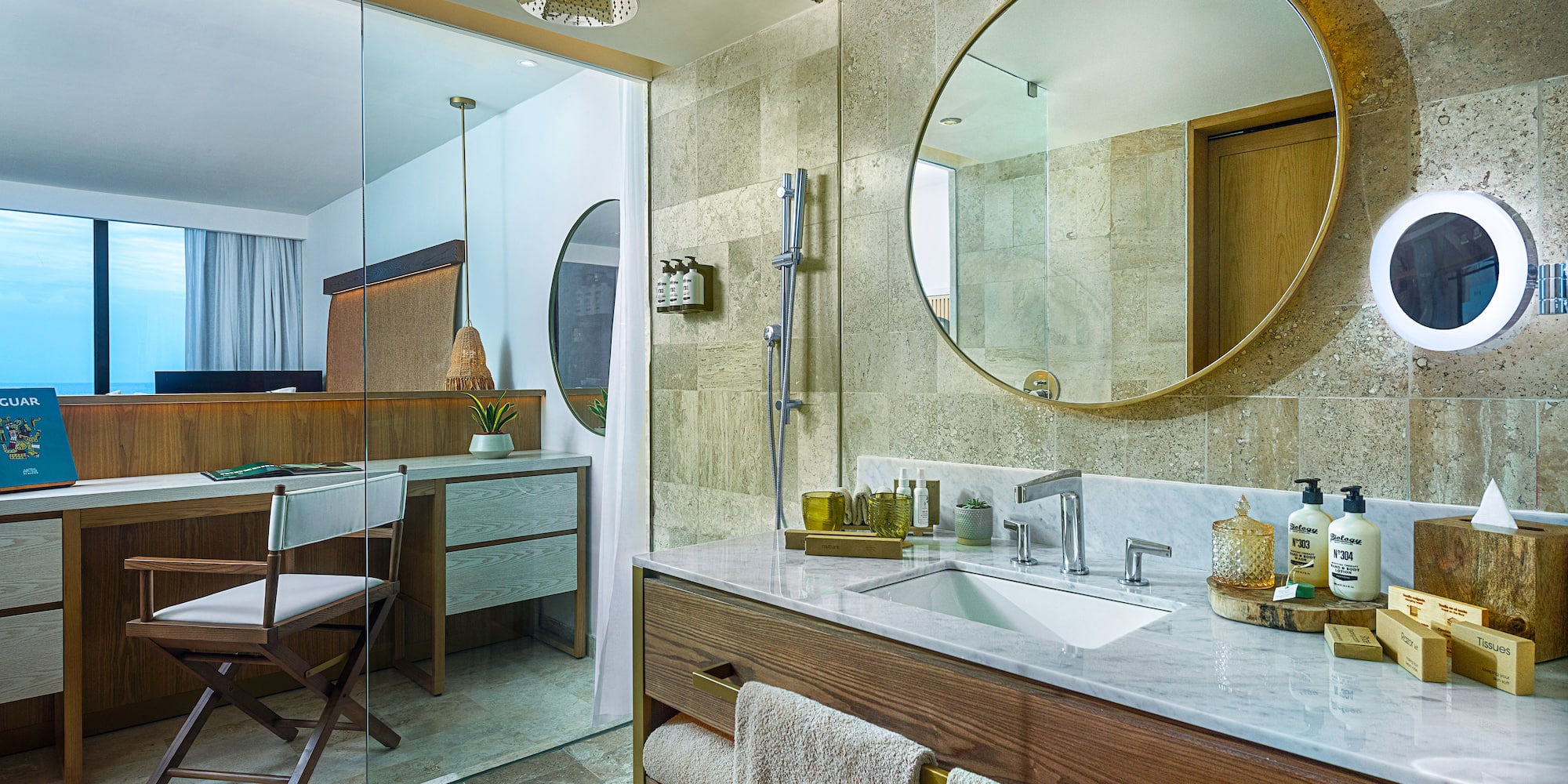 a bathroom with a mirror and sink