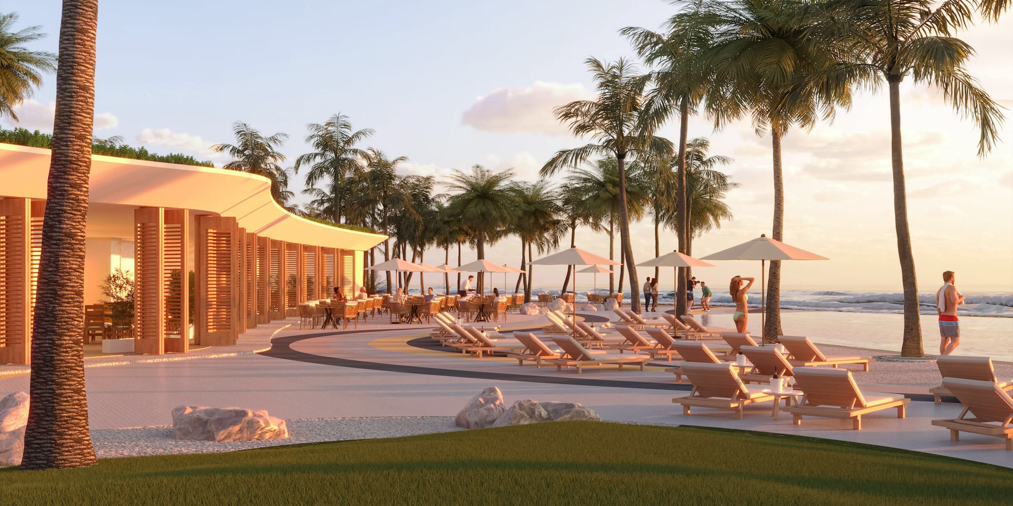 a group of people on a beach