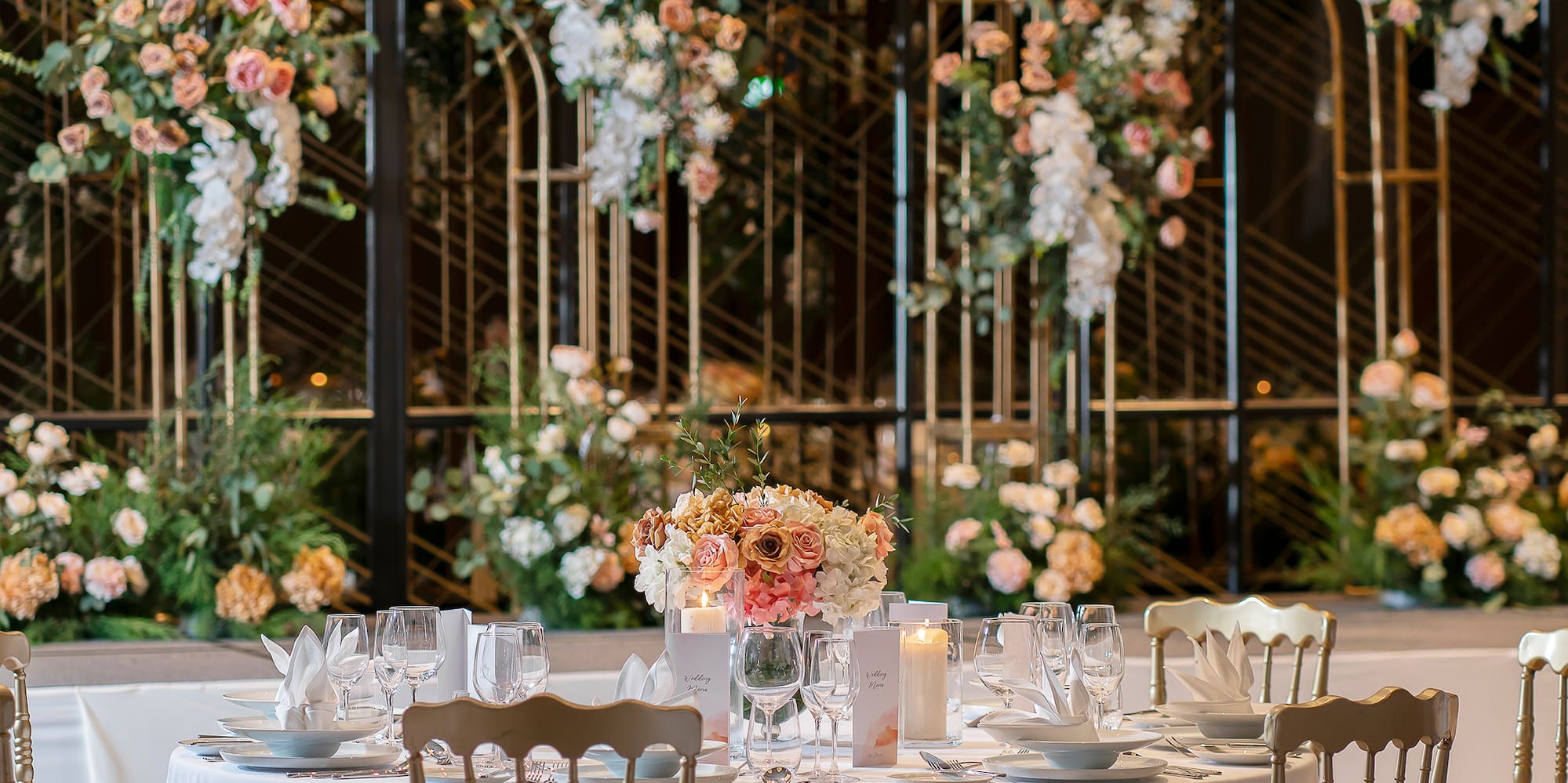 a table set for a wedding reception