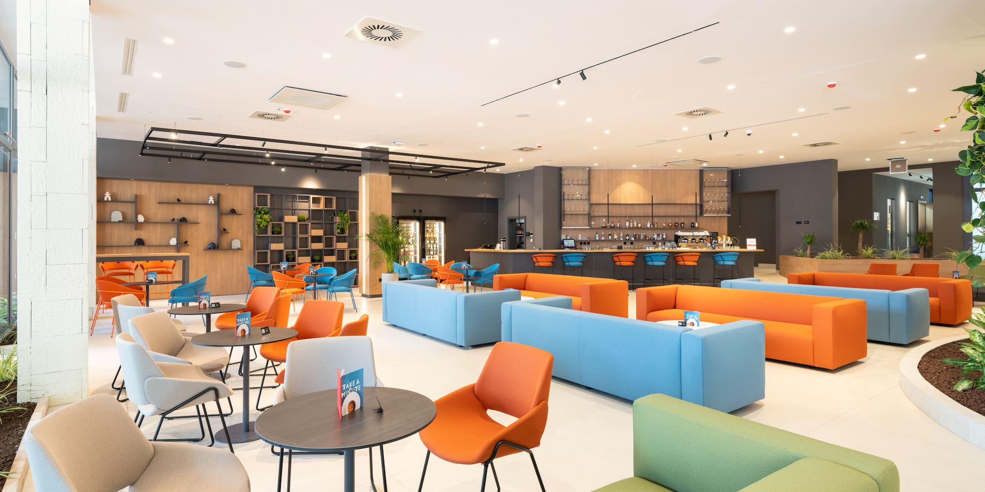 a room with tables and chairs