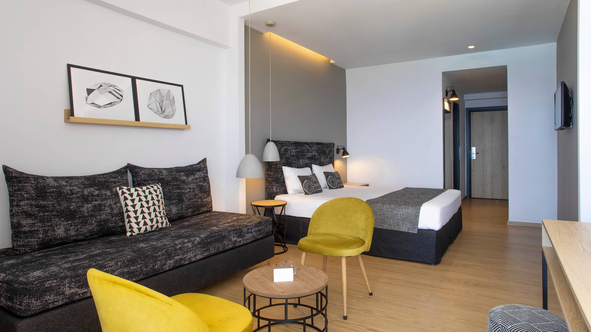 a room with a bed and a couch