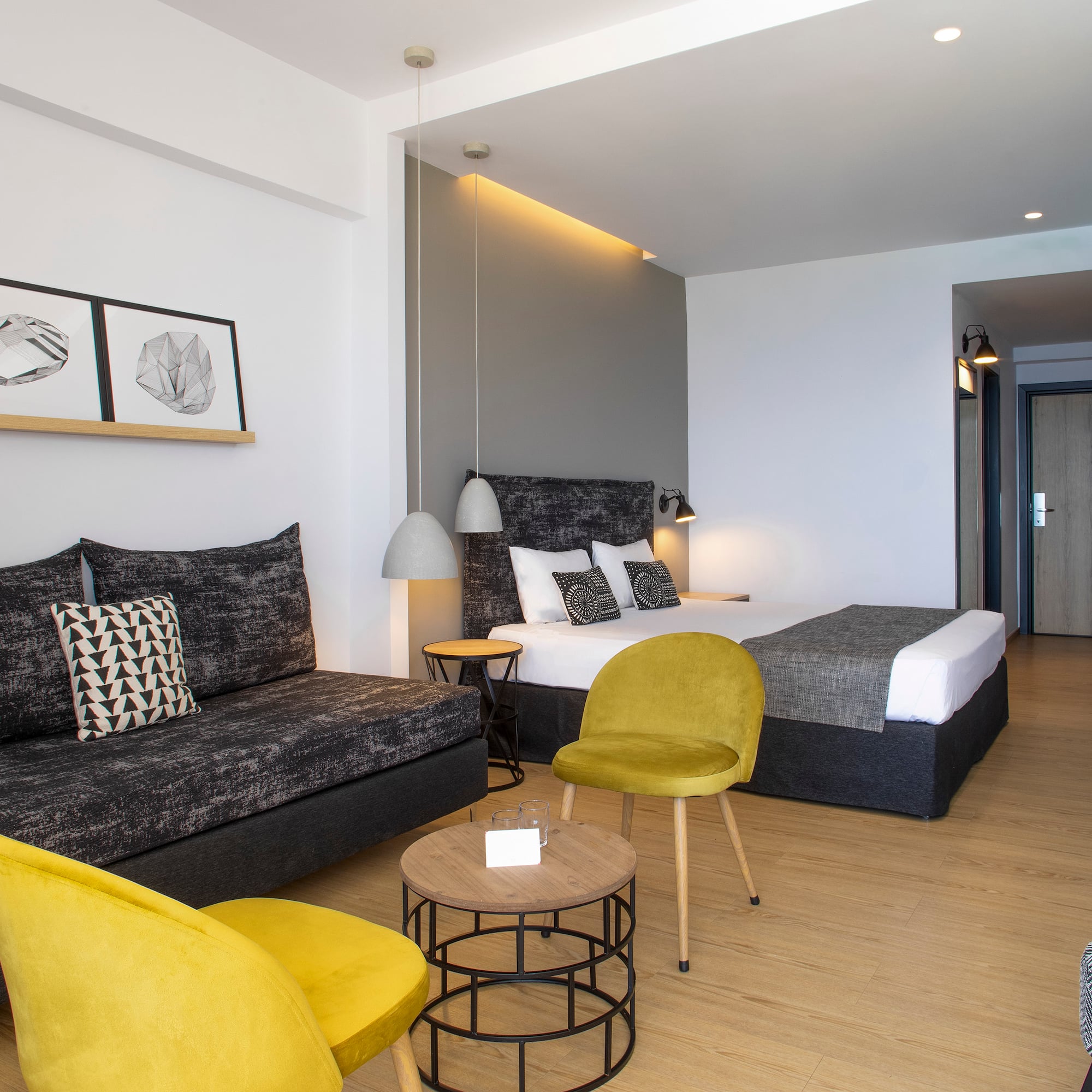 a room with a bed and a couch