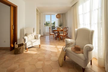 a room with chairs and a table