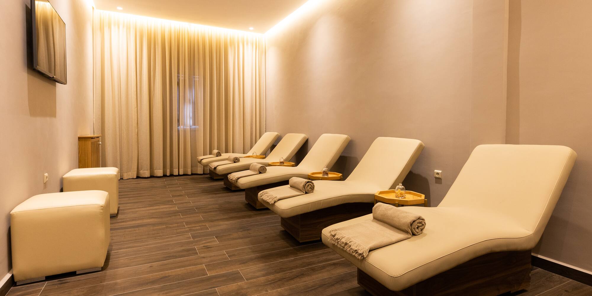 a room with chairs and a table