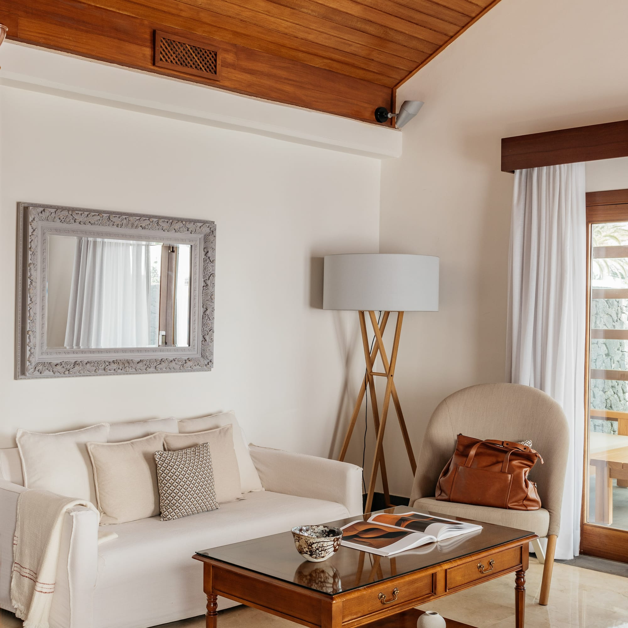 a living room with a couch and a coffee table