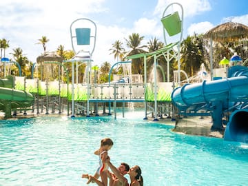 a group of people in a pool