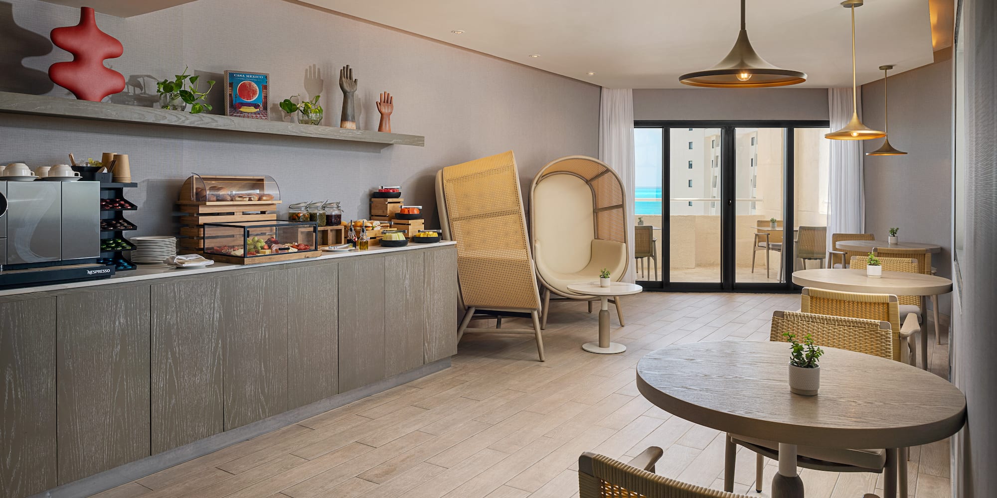 a room with a table and chairs