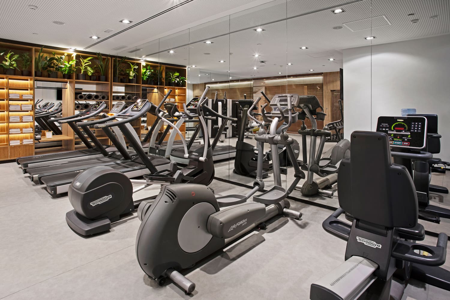 a room with exercise machines