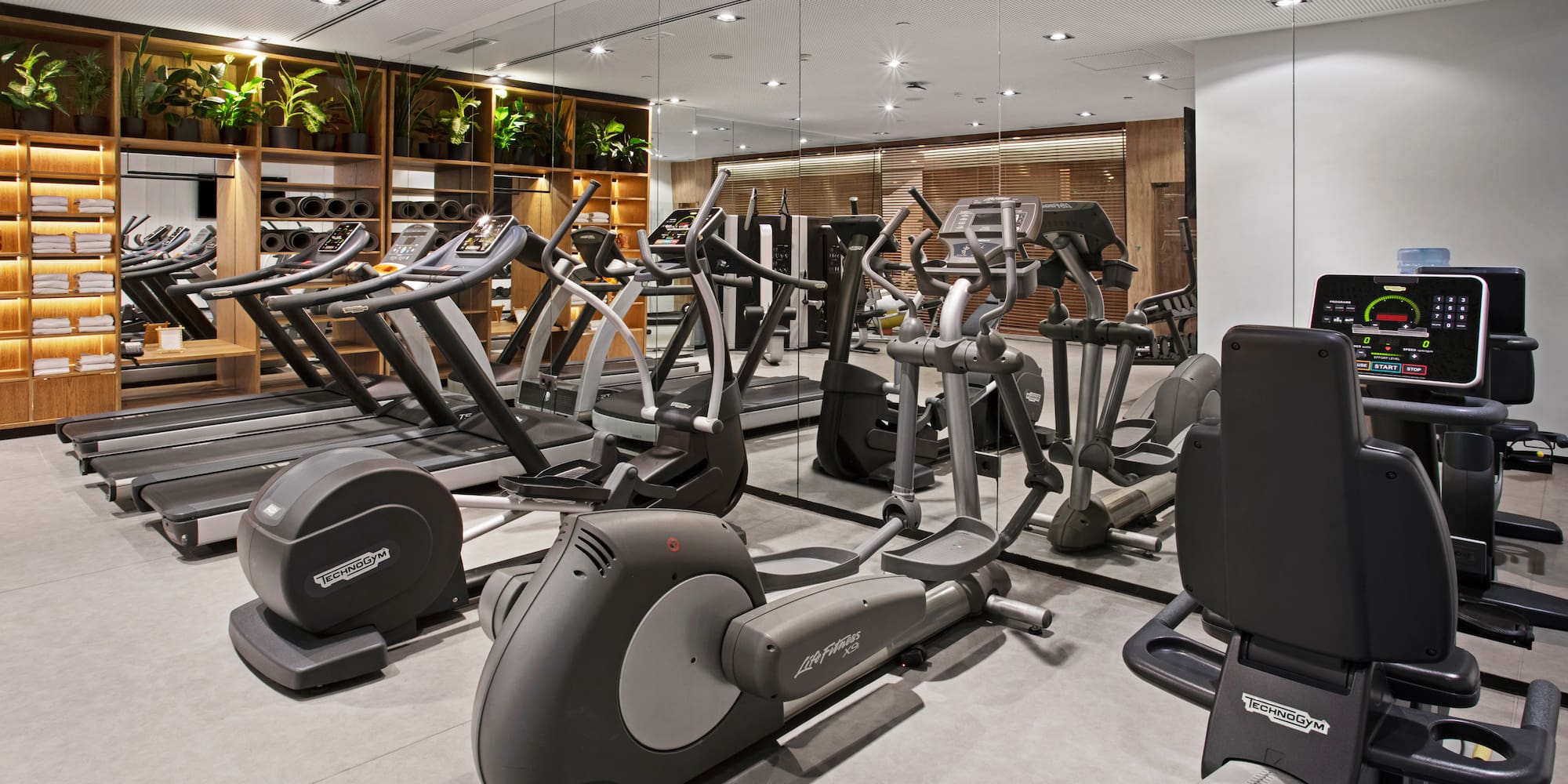 a room with exercise machines