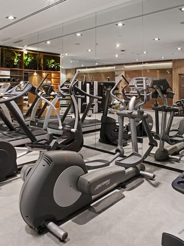 a room with exercise machines