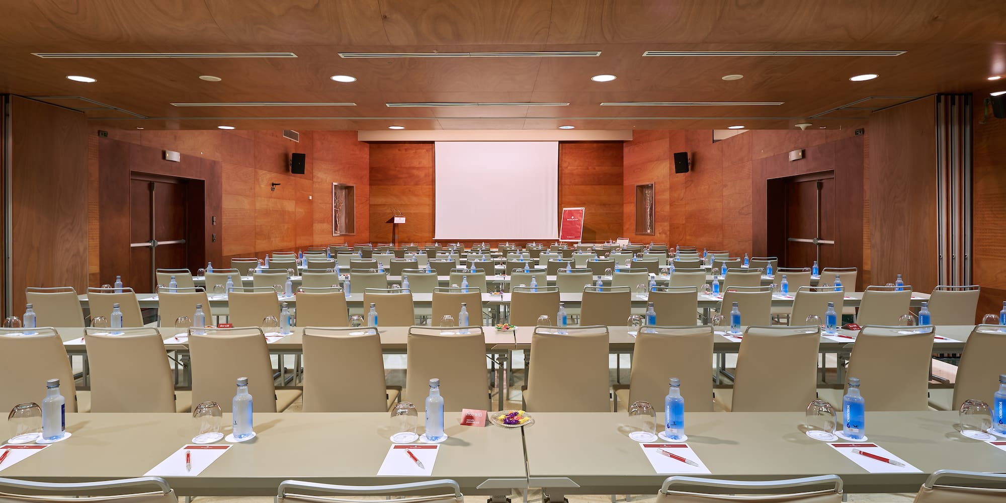 a room with tables and chairs