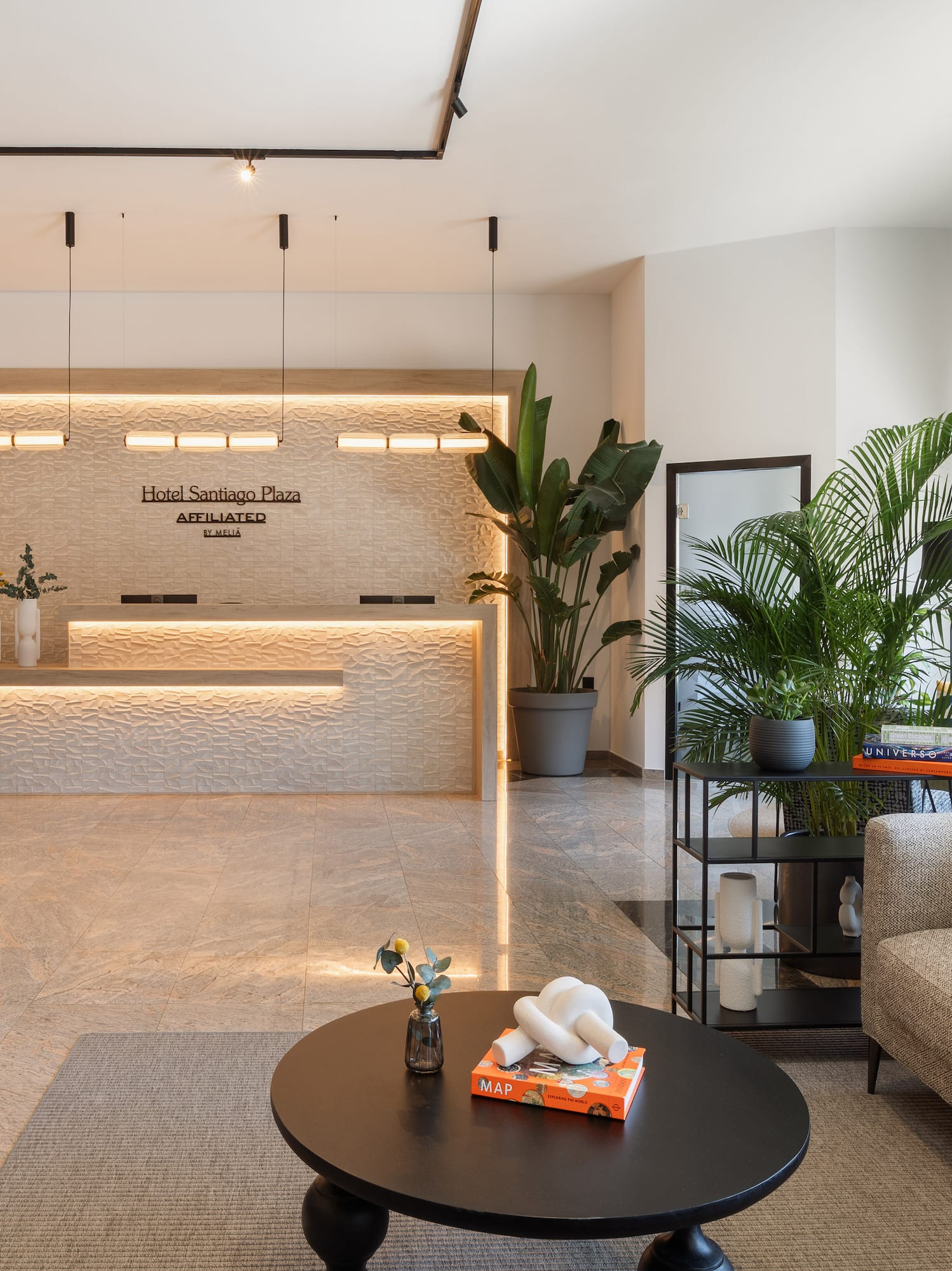 a room with a couch and a table