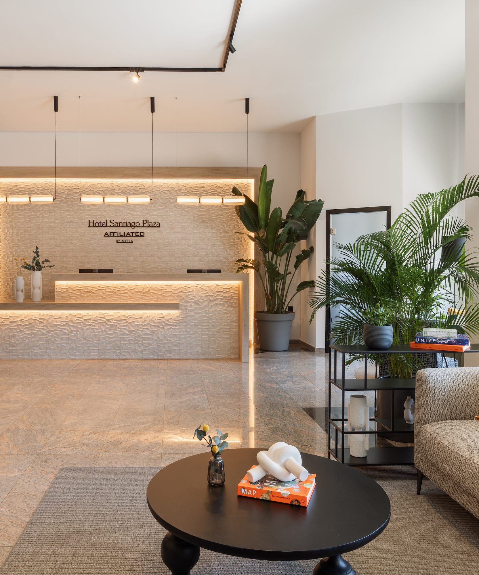 a room with a couch and a table