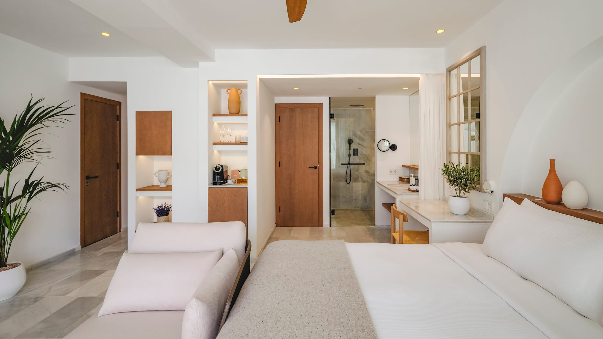 a room with a bed and a couch