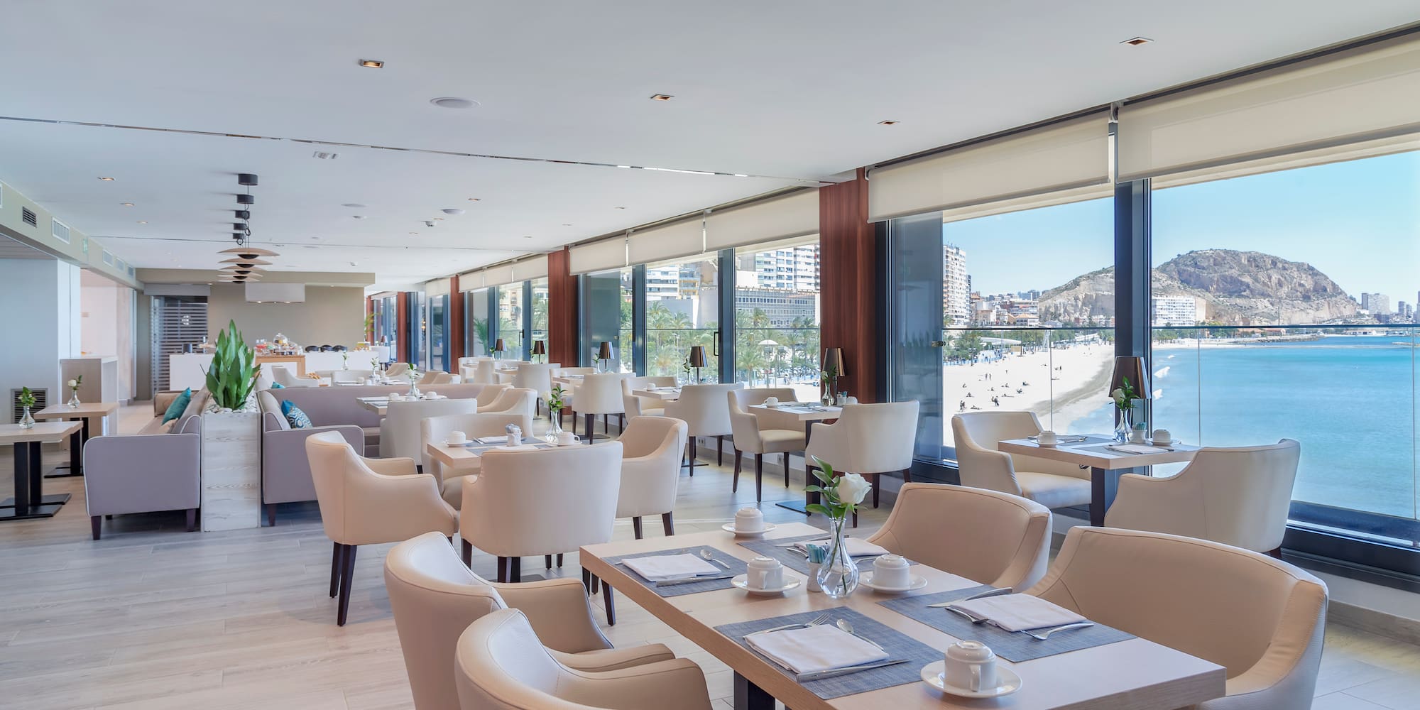 a room with tables and chairs