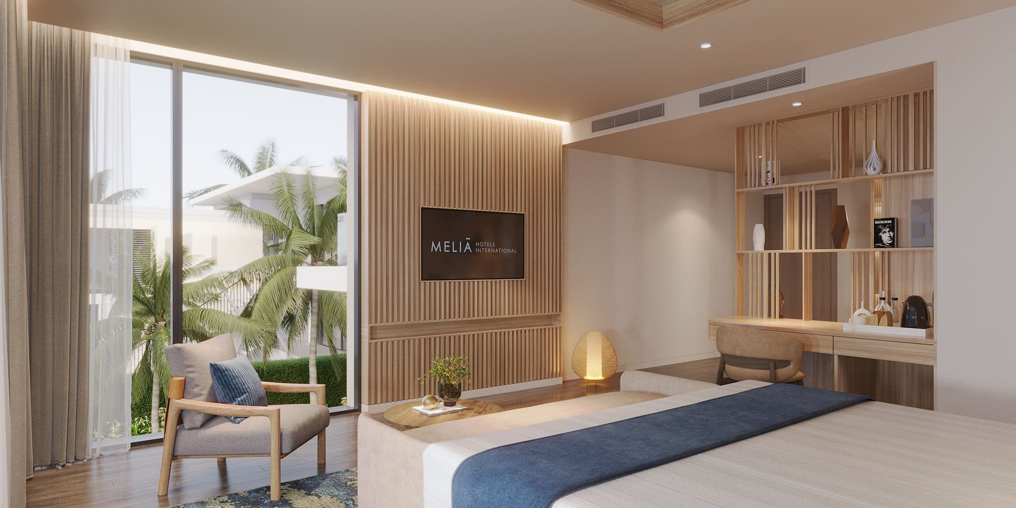 a high rise building with trees and grass