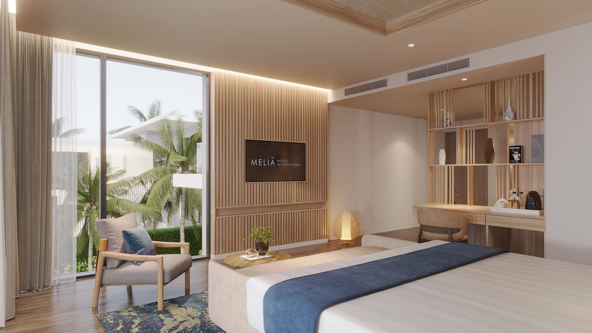 a room with a bed and a chair