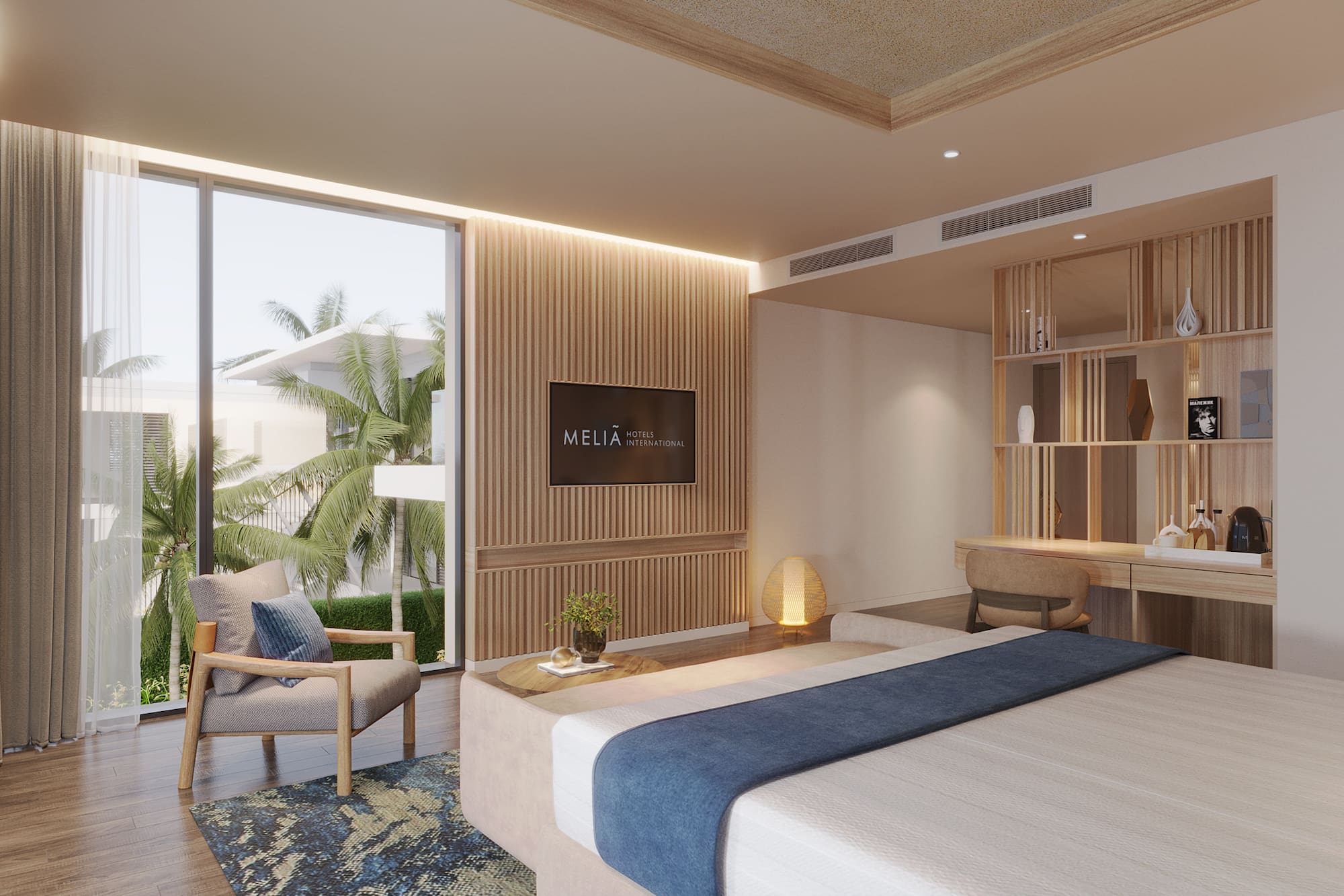 a room with a bed and a chair