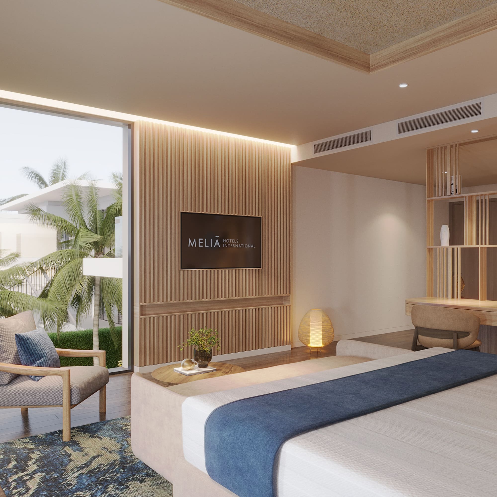 a room with a bed and a chair