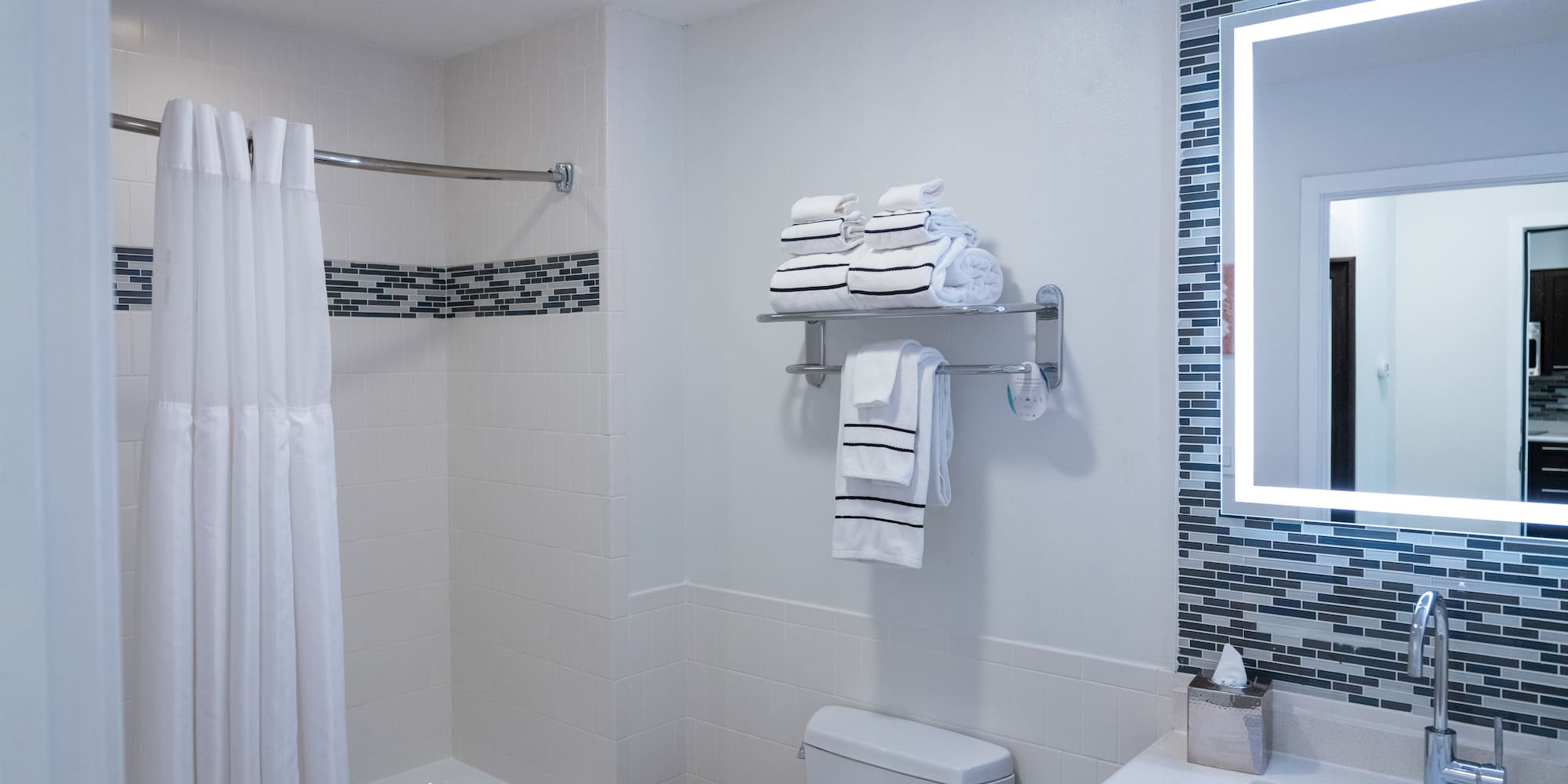 a bathroom with a shower and bathtub