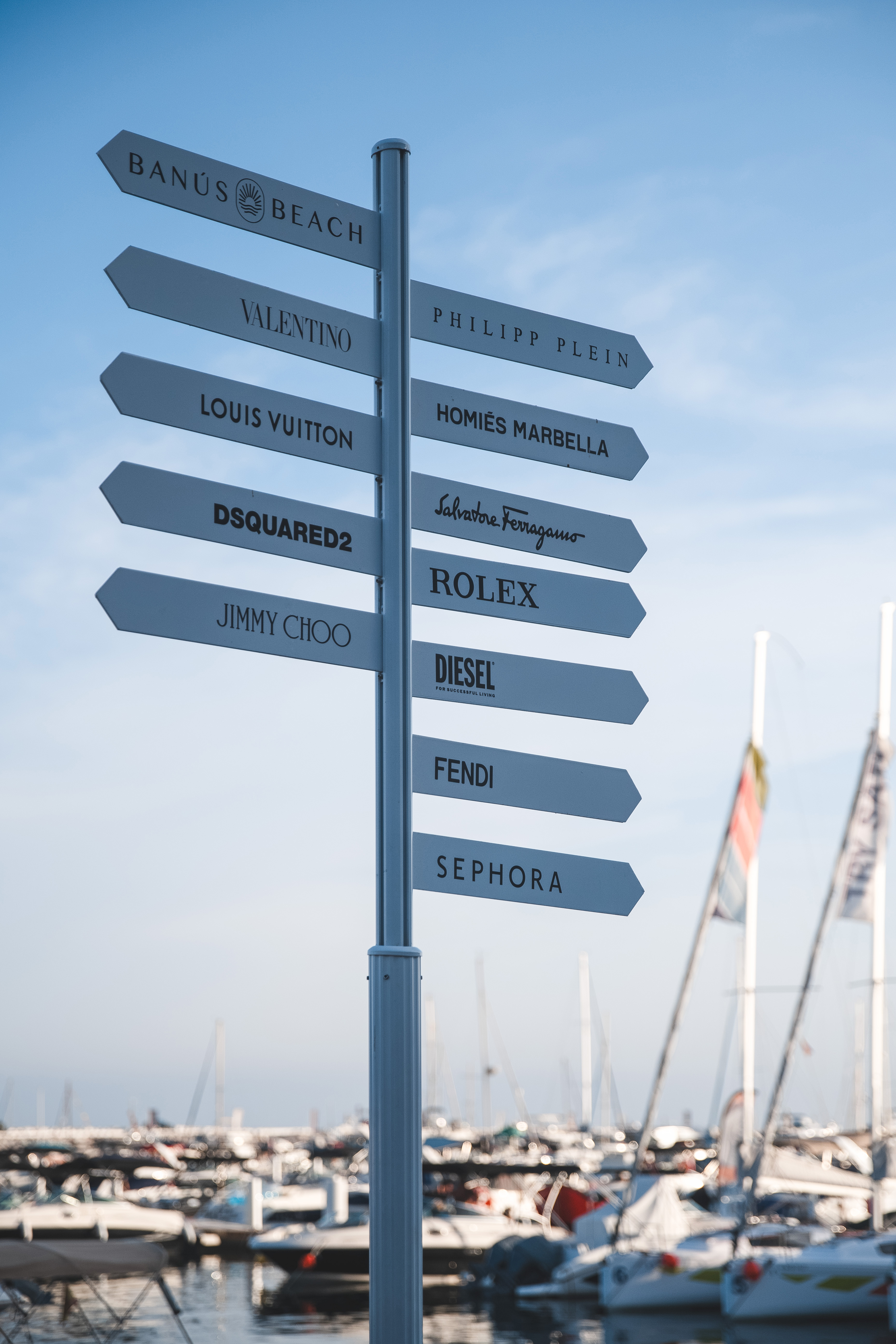 a sign post with many signs