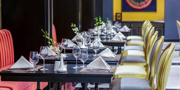 a table set up for a dinner