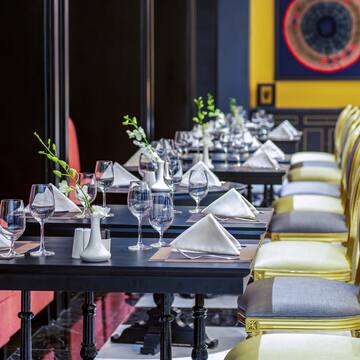 a table set up for a dinner