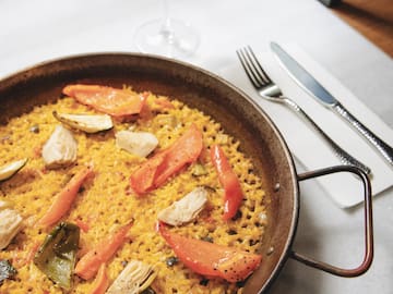 a pan of food on a table