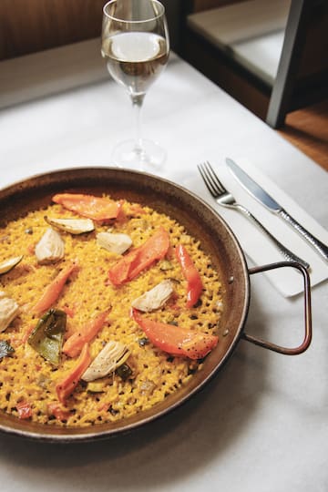 a pan of food on a table