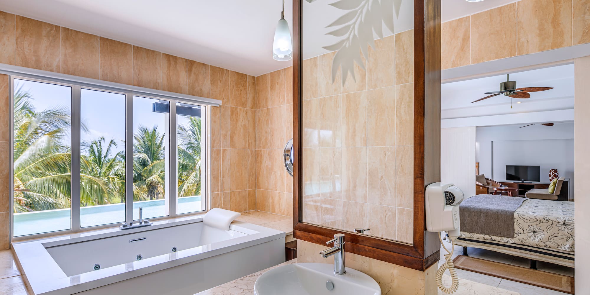 a bathroom with a bathtub and sink