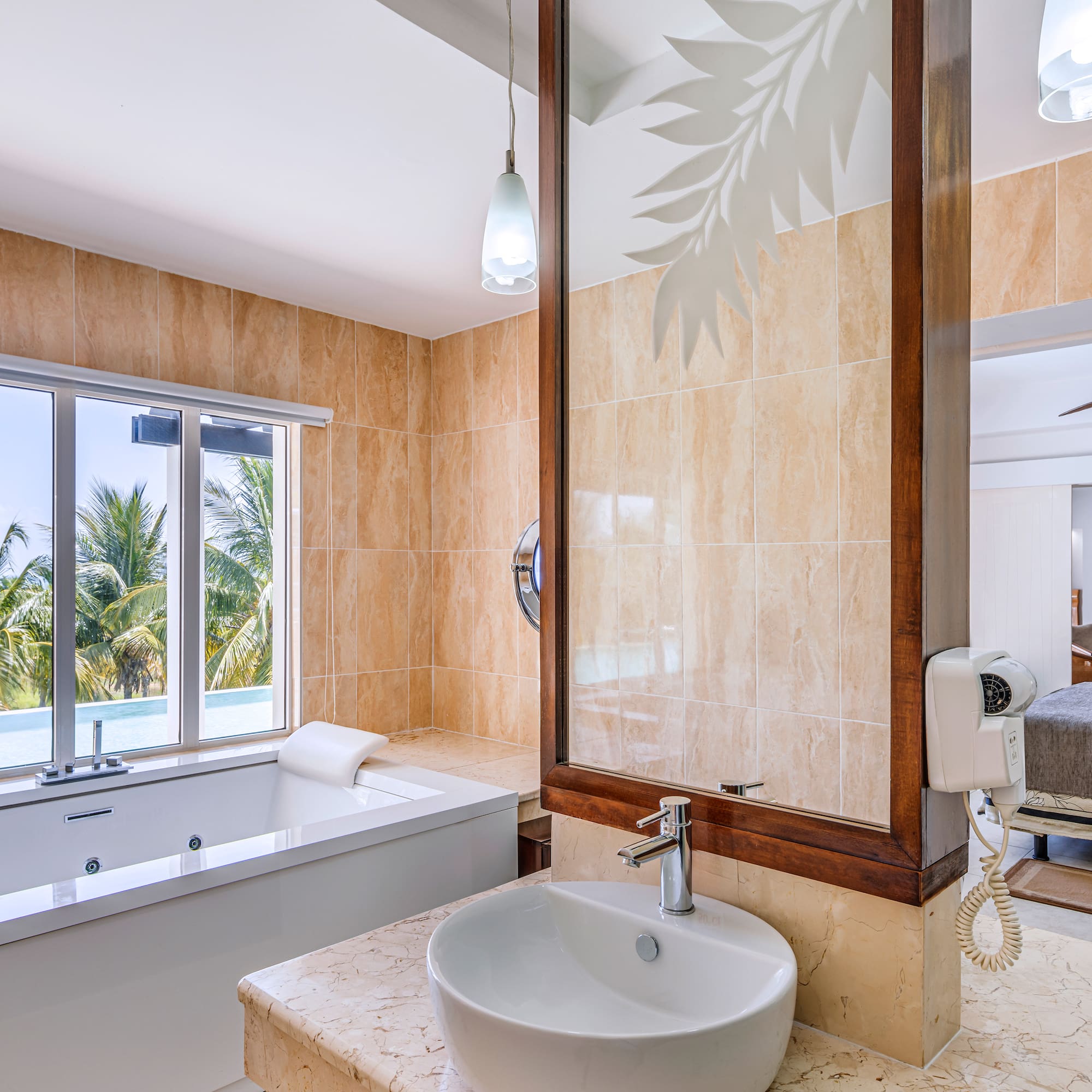 a bathroom with a bathtub and sink