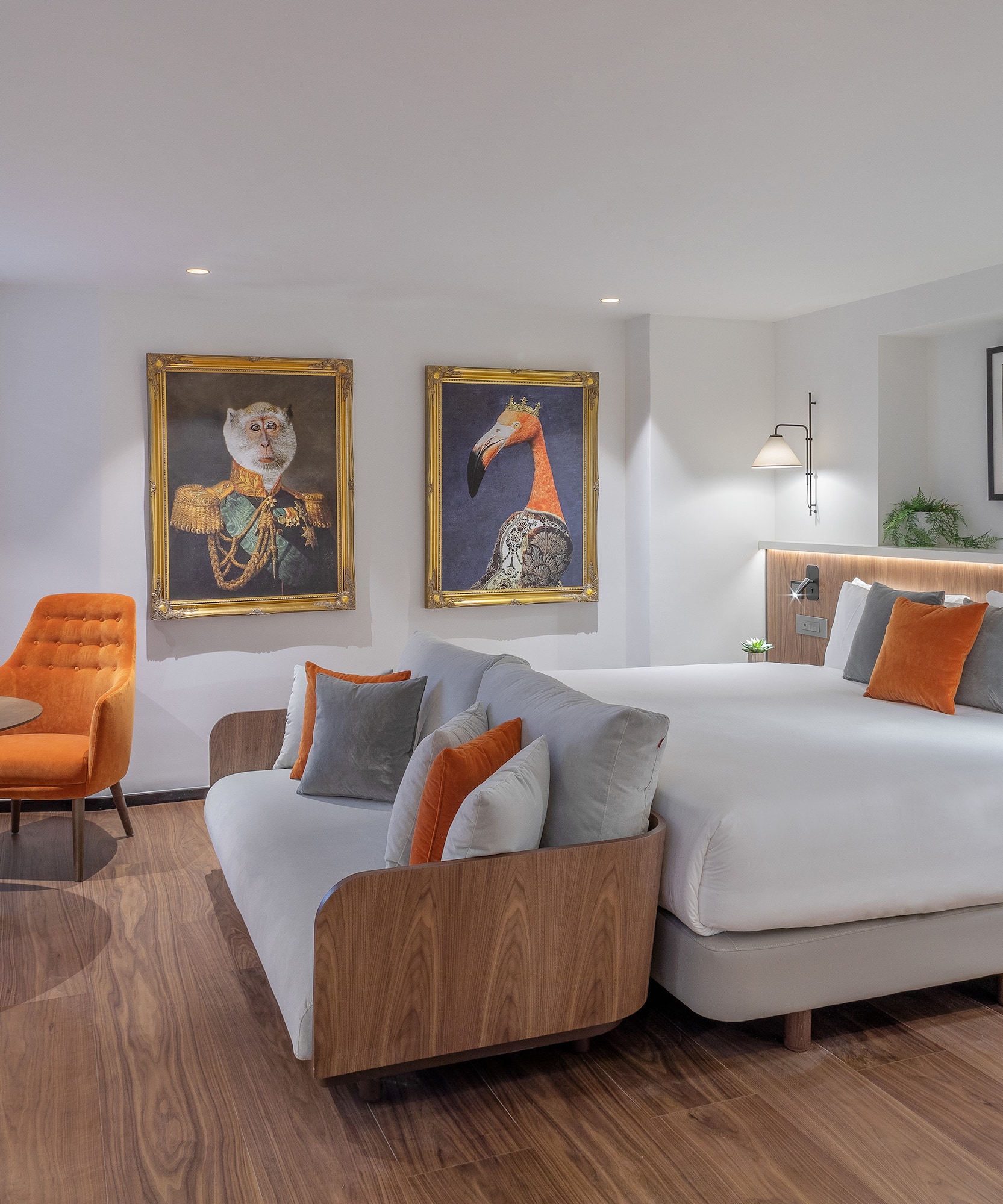 a room with a bed and a chair