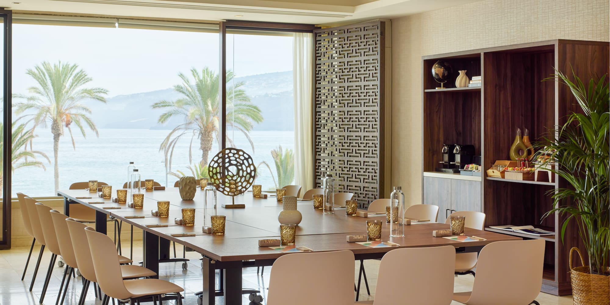 a large conference room with a large table and chairs