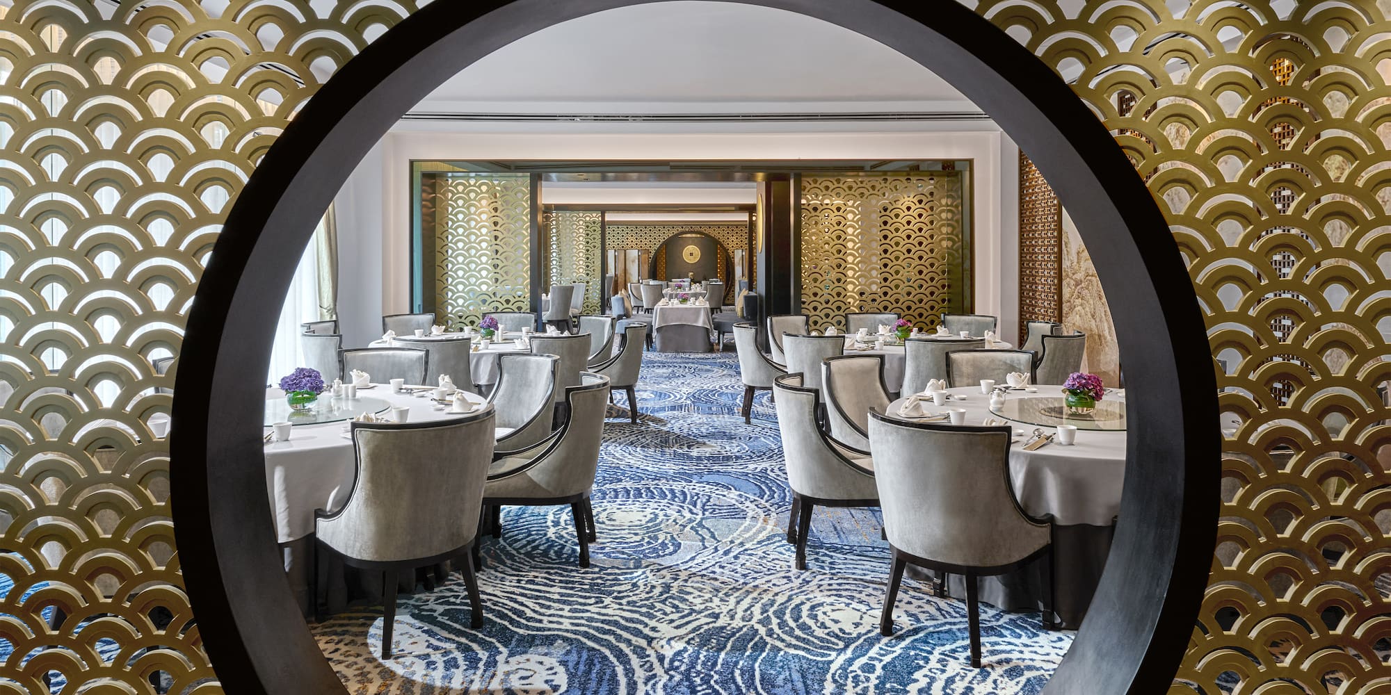 a room with tables and chairs