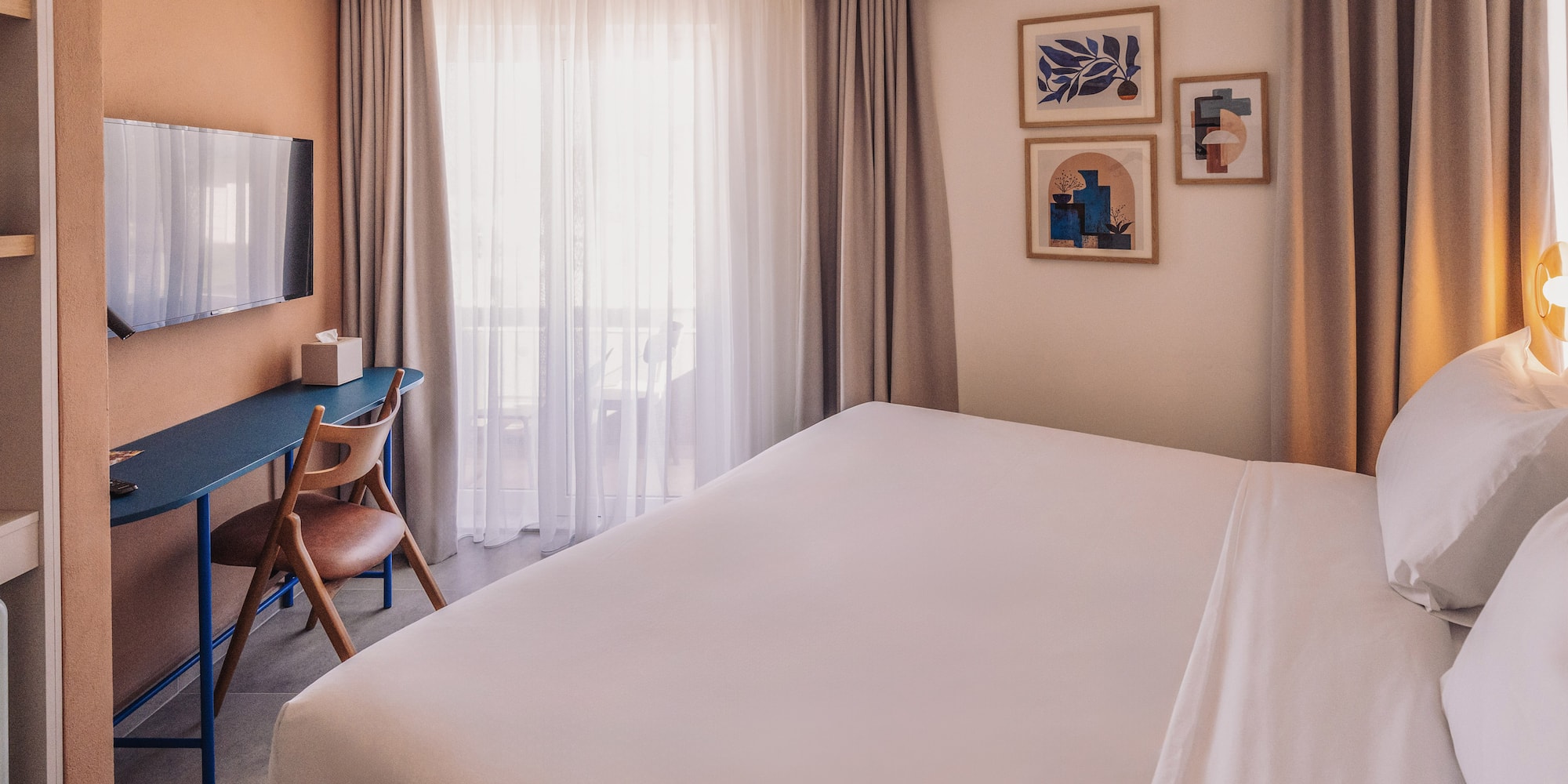 a bed in a hotel room