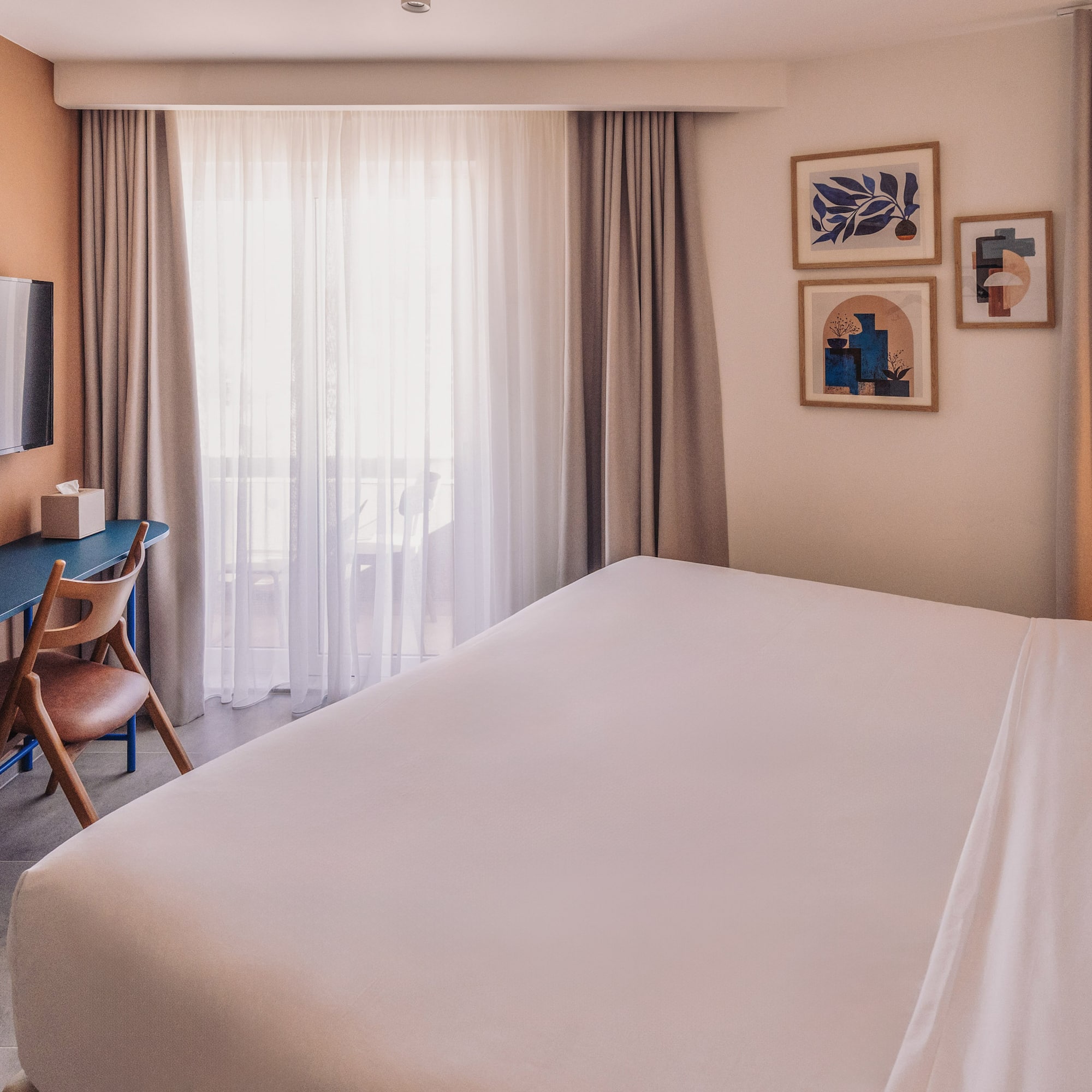 a bed in a hotel room