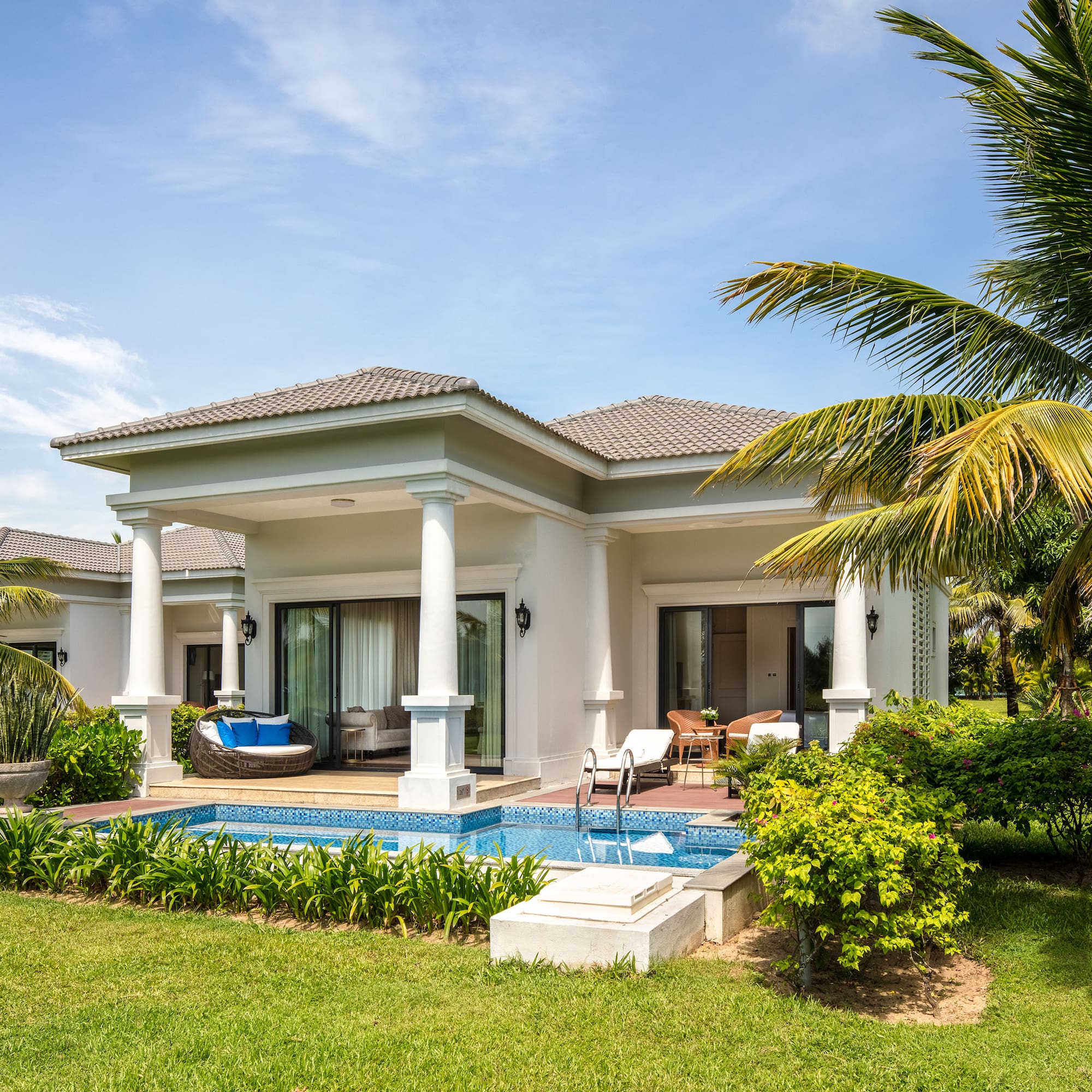 a house with a pool in the back